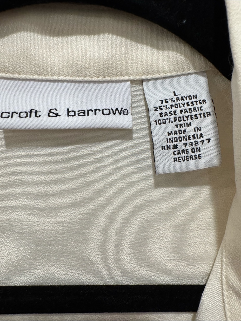 Cream Satin-Trim Blouse - Picture 2 of 9